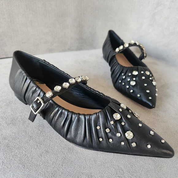 Antonio Melani Jennifer Sumko flats 8 black leather LyssaLou Mary Jane new $130 - Picture 3 of 14